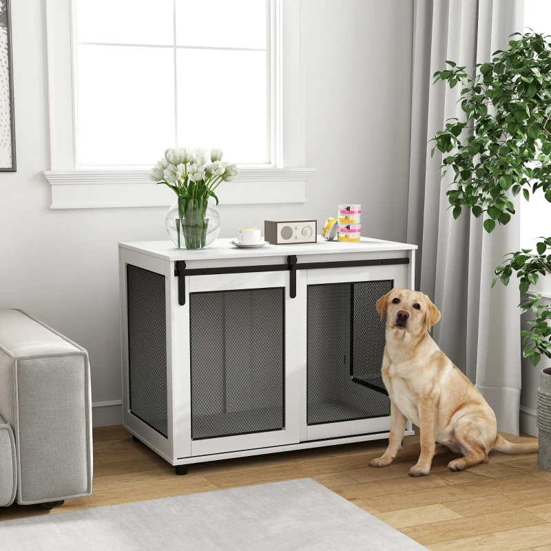 Meubles pour chiens avec porte coulissante de grange, table d’appoint style meuble pour chiens de grande taille. – Image 3