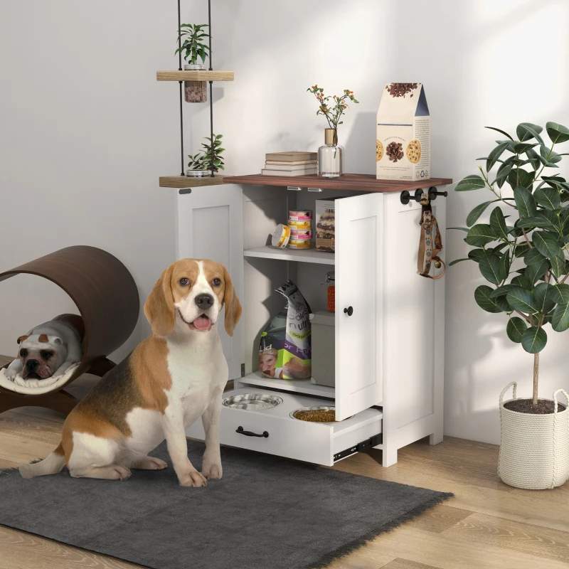 Meuble de stockage de nourriture pour animaux Station d’alimentation pour chiens avec panneau réglable, crochets, pour chiens de taille moyenne. – Image 6