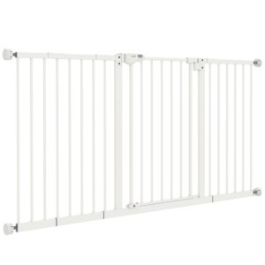 Portail pour animaux avec porte, barrière pour chiens et barrière intérieure pour escaliers comprend un kit d’extensions.