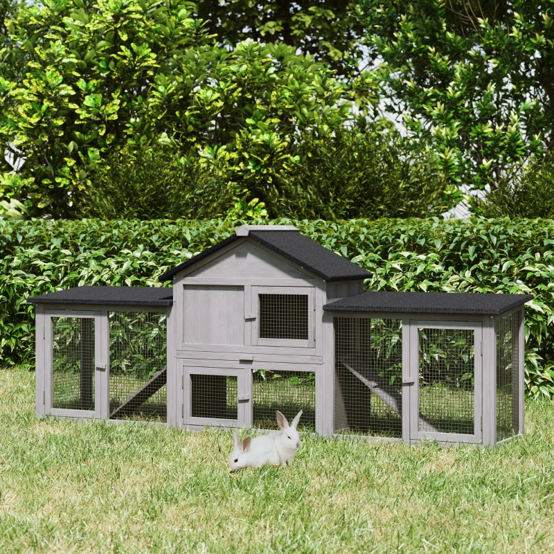 Cage en bois Maison extérieure pour lapins avec doubles pistes rampes coulissantes – Image 6