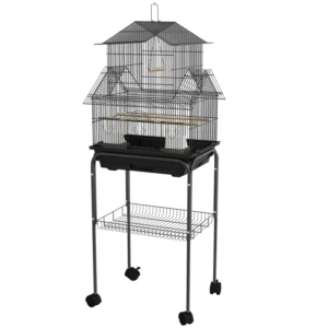 Cage à oiseaux de 48" avec perchoir, balançoire, contenant alimentaire et plateau coulissant.