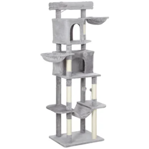 Arbre à chat de 69", à plusieurs niveaux avec 2 appartements, perchoir moelleux et griffoirs en sisal.