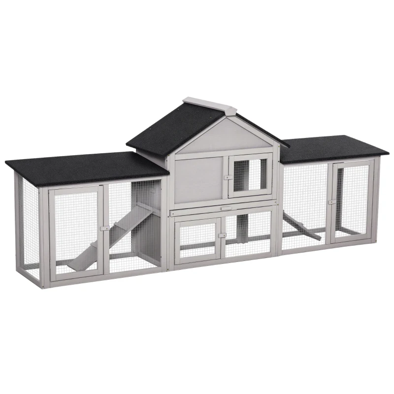 Cage en bois Maison extérieure pour lapins avec doubles pistes rampes coulissantes – Image 4