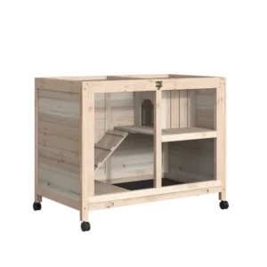 Clapier intérieur pour lapin  avec accès supérieur, rampe, plateau de sortie.