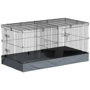 Cage pour cochons d’Inde avec dessus amovible, 2 zones séparées, doublure inférieure étanche, rampe, perchoir, pour lapins, hérissons.