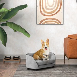 Canapé pour chiens de petite à moyenne taille avec coussin doux, housse lavable amovible, toucher en velours.