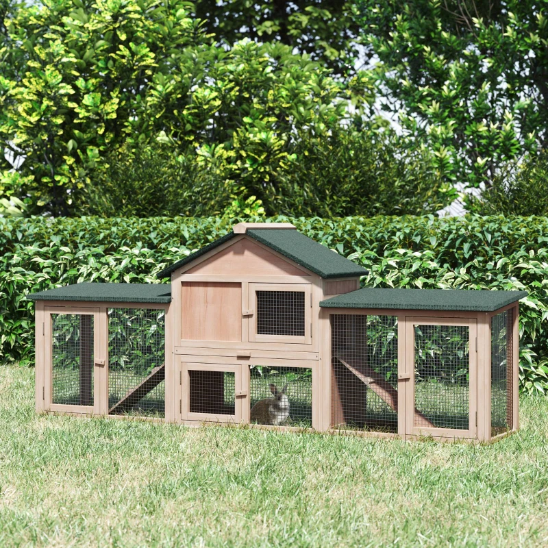 Cage en bois Maison extérieure pour lapins avec doubles pistes rampes coulissantes – Image 2