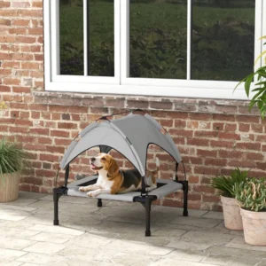 Lit de camp pour chien élevé  avec baldaquin et maille respirante, pour chiens petits et moyens,