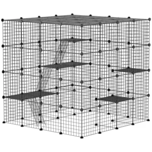 Cage pour chats 4-étages 55" en intérieur avec plateformes, rampes, accessoires, pour 1 à 3 chats.