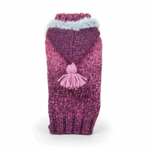 Gilet à capuche avec fourrure rose foncé dégradé