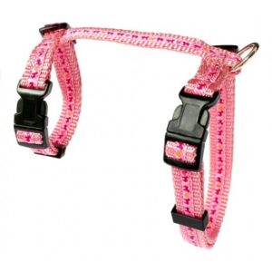 Harnais en ''H'' 5/8'' à motifs Chien Rose / 5/8'' ''H'' Harness with Pink Dog Pattern