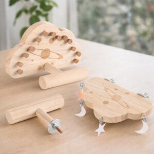 Perchoir en bois pour perroquet et plate-forme à aiguiser ses griffes - Perruche, support de jeu pour grimper et mâcher
