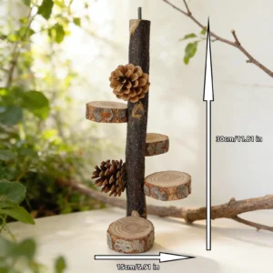 Perchoir en bois pour perroquets et calopsittes - Branche grimpante et rotative, support à oiseau en bois massif pour cage ou aire de jeux.