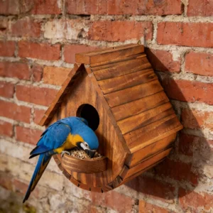 Nichoir en bois élégant - suspendu en bois massif, adapté aux oiseaux du jardin.
