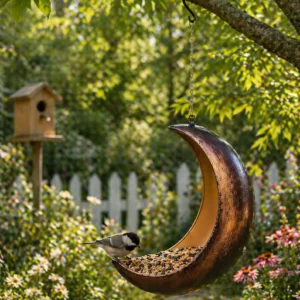 Mangeoire à oiseaux lune à suspendre / Custom Moon Bird Feeder Hanging – Outdoor Garden Metal