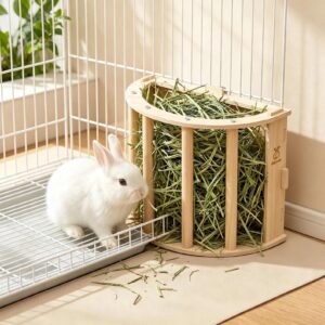 Mangeoire à foin en bois pour lapins support de rangement multifonctionnel convient aux accessoires de cage pour petits animaux pour aliments