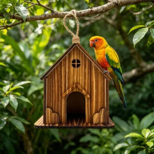 Mangeoire pour d'oiseau en bois, Ornement de décoration extérieure