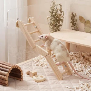 Echelle en bois pour animaux de compagnie, échelle pliable et cage fixe pour hamsters, rats et petits animaux de compagnie.