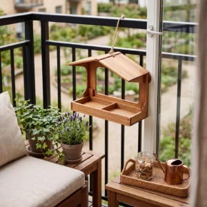 Mangeoire à oiseaux en bois à 3 grilles, nichoir suspendu résistant à la pluie pour décoration de jardin extérieur
