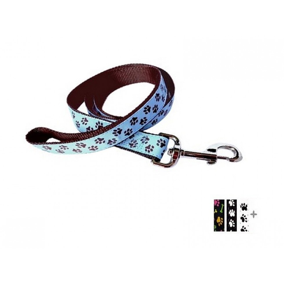 Laisse 1'' à motifs Pattes / 1'' Leash with Paw Pattern