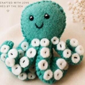 Jouet pour chat pieuvre en écume de mer - Peluche pieuvre en feutre fabriquée artisanalement en laine inspiré de l'océan.