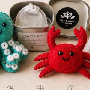 Jouets pour chats et pieuvres en feutre infusé d'herbe à chat | Duo de peluches Artisan Ocean Friends