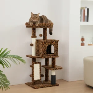 Arbre à chat de 41 pouces avec griffoirs, lit pour chat, condo, brosse de toilettage, plateformes de saut et balles.