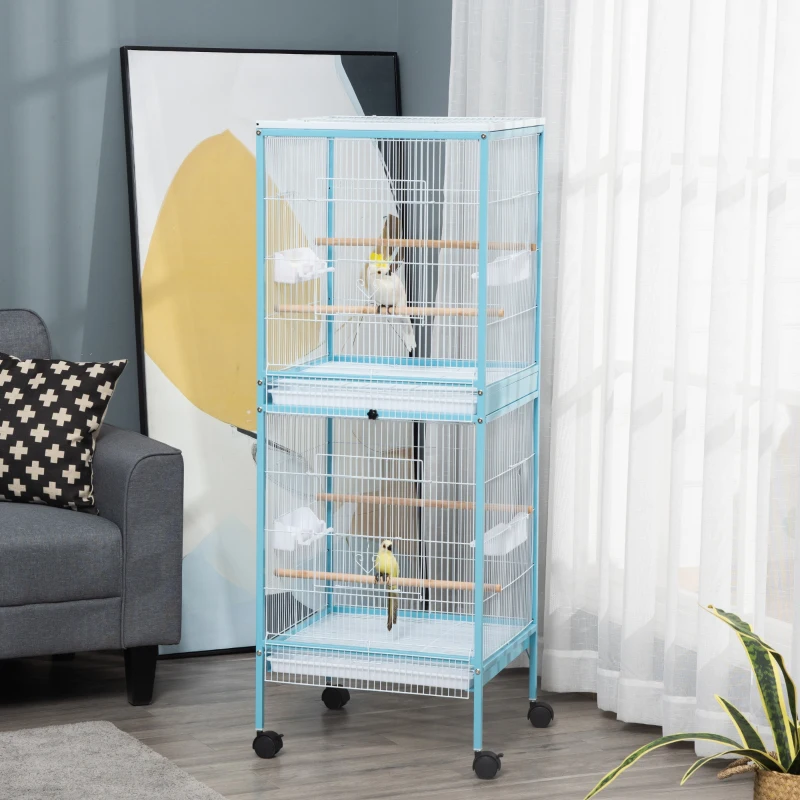 55,1" cage à oiseaux 2 en 1 cage à oiseaux Maison pour perruches et pour pinsons. – Image 4