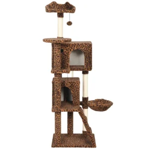 Arbre à chat de 63 pouces avec griffoirs en sisal, condos, perchoirs moelleux, hamac et échelle