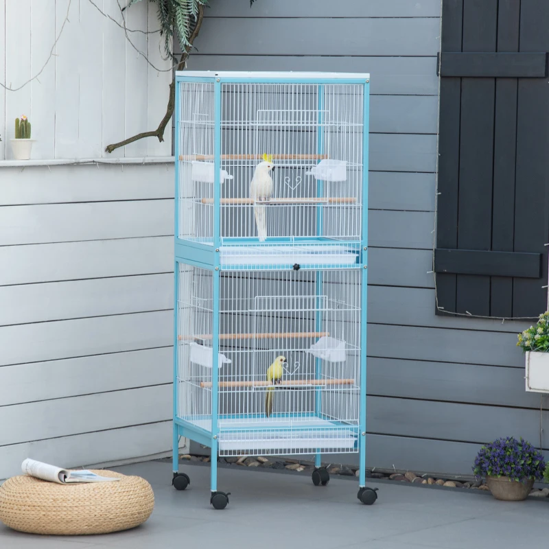 55,1" cage à oiseaux 2 en 1 cage à oiseaux Maison pour perruches et pour pinsons. – Image 2