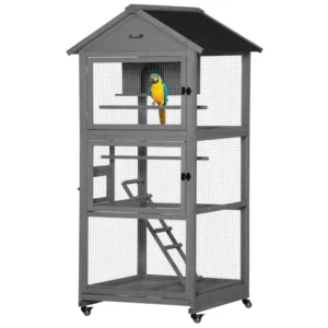 Grande volière mobile en bois de 71 pcs pour cockatiels perruches et canaries et autres