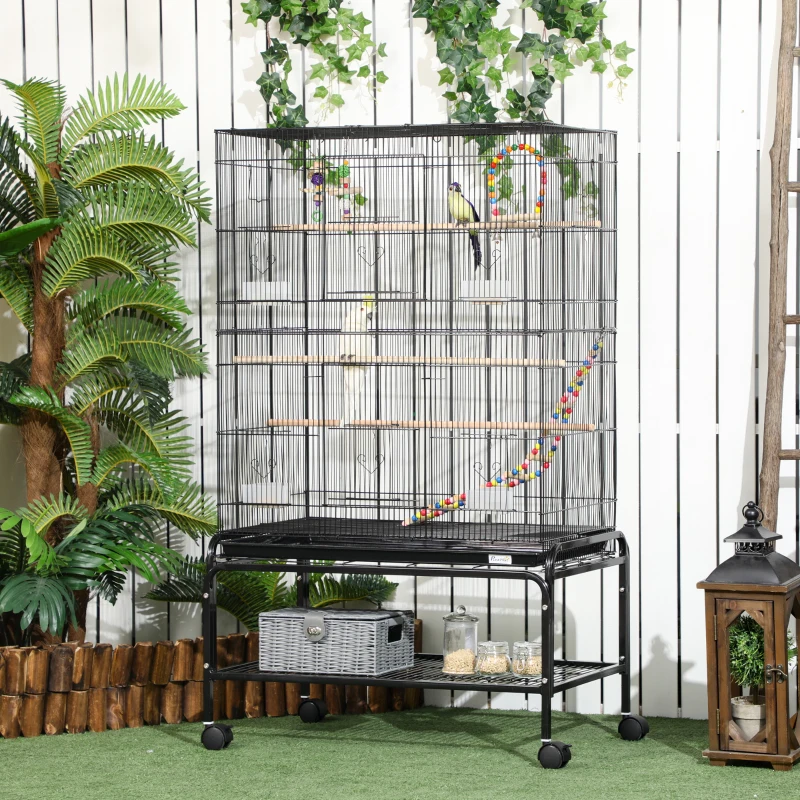 Cage à oiseaux de 52" avec support roulant, jouets, pour perruches et Canaries – Image 3