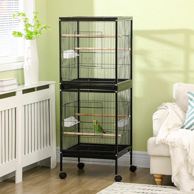 55,1" cage à oiseaux 2 en 1 cage à oiseaux Maison pour perruches et pour pinsons. – Image 6