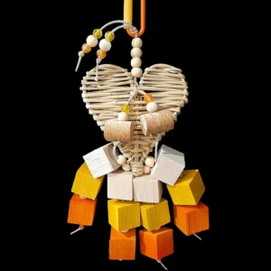 Jouet oiseau bloc de balsa pour petits perroquets, perruches, calopsittes.