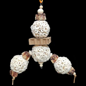 Balles de fête pour oiseaux | Petit perroquet déchiquetable en acajou et boules de sola | Jouet pour lapin