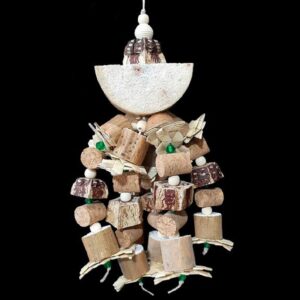 Déchiqueteuse naturelle pour perroquet avec yucca, sola, acajou, liège, feuille de palmier | Petit perroquet facile à mâcher