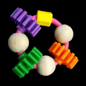 Jouet pour pied de perroquet | Engrenages en plastique, boules en bois dur, jouet à mâcher pour oiseau