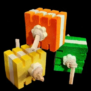 Lot de 3 jouets de pied déchiquetables | Pour perroquets et lapins | Jouets portatifs et à lancer
