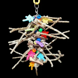 Petit perroquet en cuir et joncs de mer pour conures, calopsittes et perruches ondulées