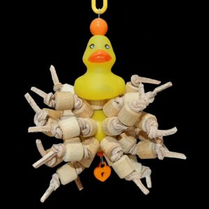 Canard assis | Jouet oiseau avec perles en bois pour caïques, colliers et petits perroquets