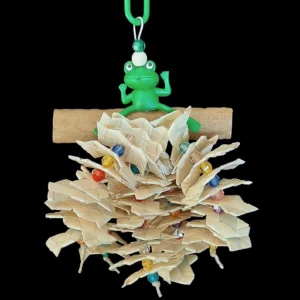Grenouille sur une bûche | Déchiqueteuse de feuilles de palmier pour petits oiseaux