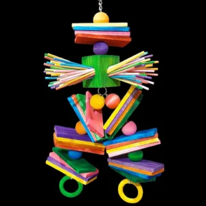 Jouet pour perroquet, Bâton de papier et oiseau en bois pour amazones, gris, petits cacatoès