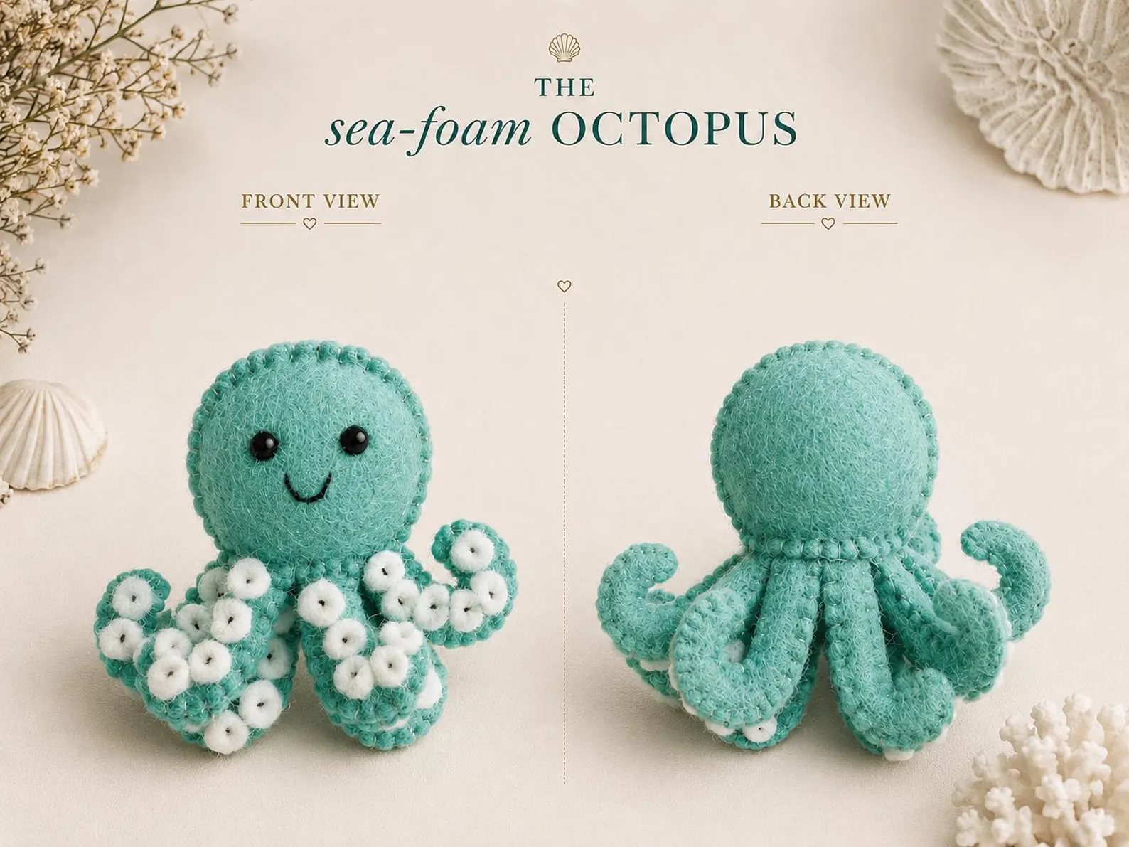 Jouet pour chat pieuvre en écume de mer - Peluche pieuvre en feutre fabriquée artisanalement en laine inspiré de l'océan. – Image 3