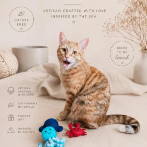 Collection Ocean Jouets pour chats, en feutre sans herbe à chat, en feutre de laine. Ensemble cadeau fait main.