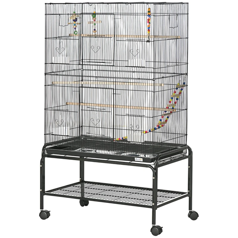 Cage à oiseaux de 52" avec support roulant, jouets, pour perruches et Canaries