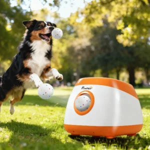 Lanceur de balles automatique pour chiens, avec 3 balles incluses.