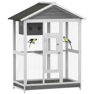 Cage à oiseaux de 65 pcs , grande volière en bois 2 portes et plateau coulissant, pour intérieur extérieur.