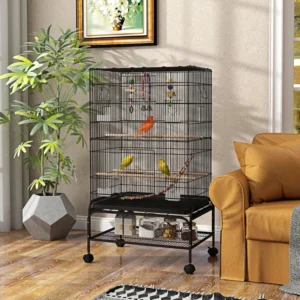Cage à oiseaux de 43" avec support roulant, jouets, pour perruches et Canaries
