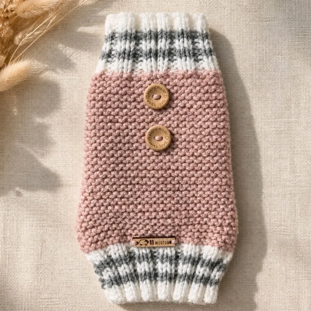 Gilet Rose pâle, gris et blanc pour chien ou chat – Image 3
