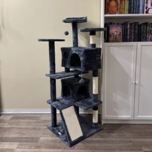 Arbre à chat de 54", tour à chats à plusieurs niveaux avec griffoirs, condos pour chats, et lit.